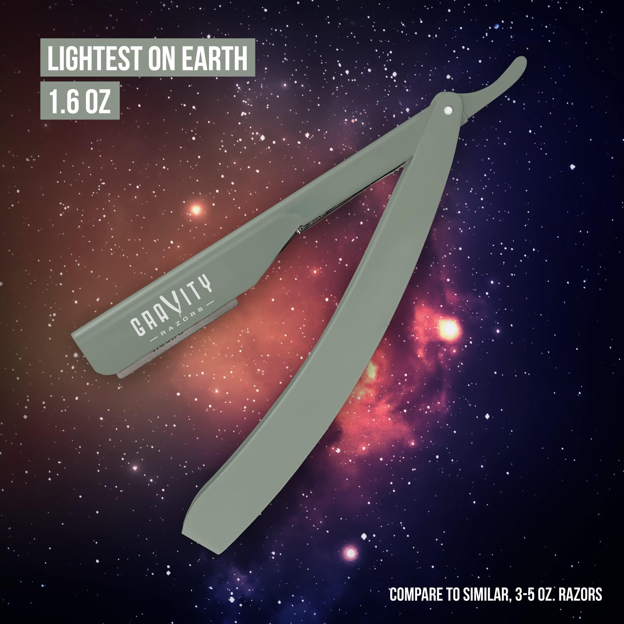 GRAVITY RAZORS Professional Straight Razor Bundle - Stainless Steel Straight Edge Razor with 20 Gravity Premium Blades (Kingsman, Dynasty)