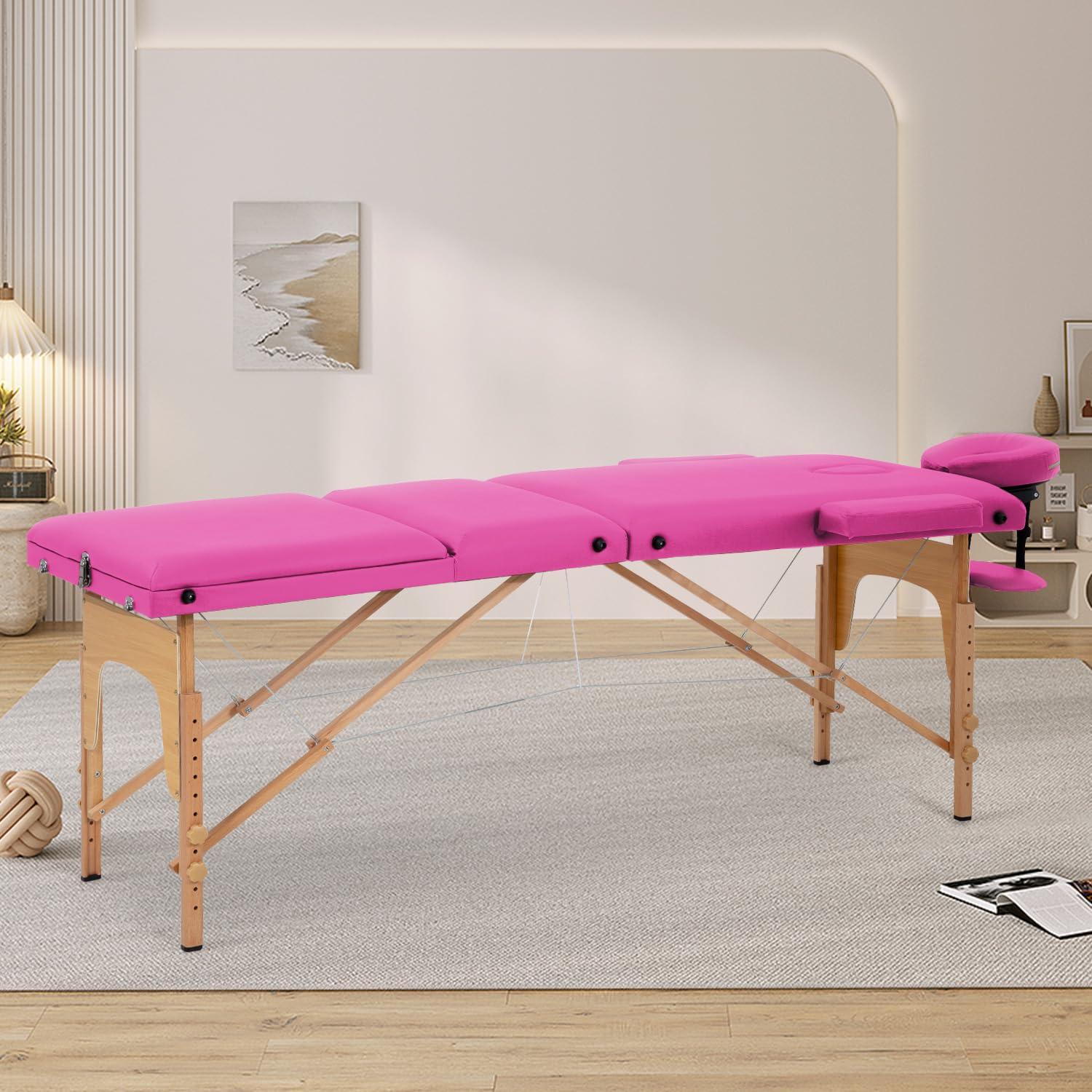 PayLessHere PayLessHere Massage Bed Portable Massage Table 24 inche Wide Lash Bed 3 Folding Heigh Adjustable Spa Table with Non-Woven Bag for Spa Footmassage Facial CareSpa Tattoo