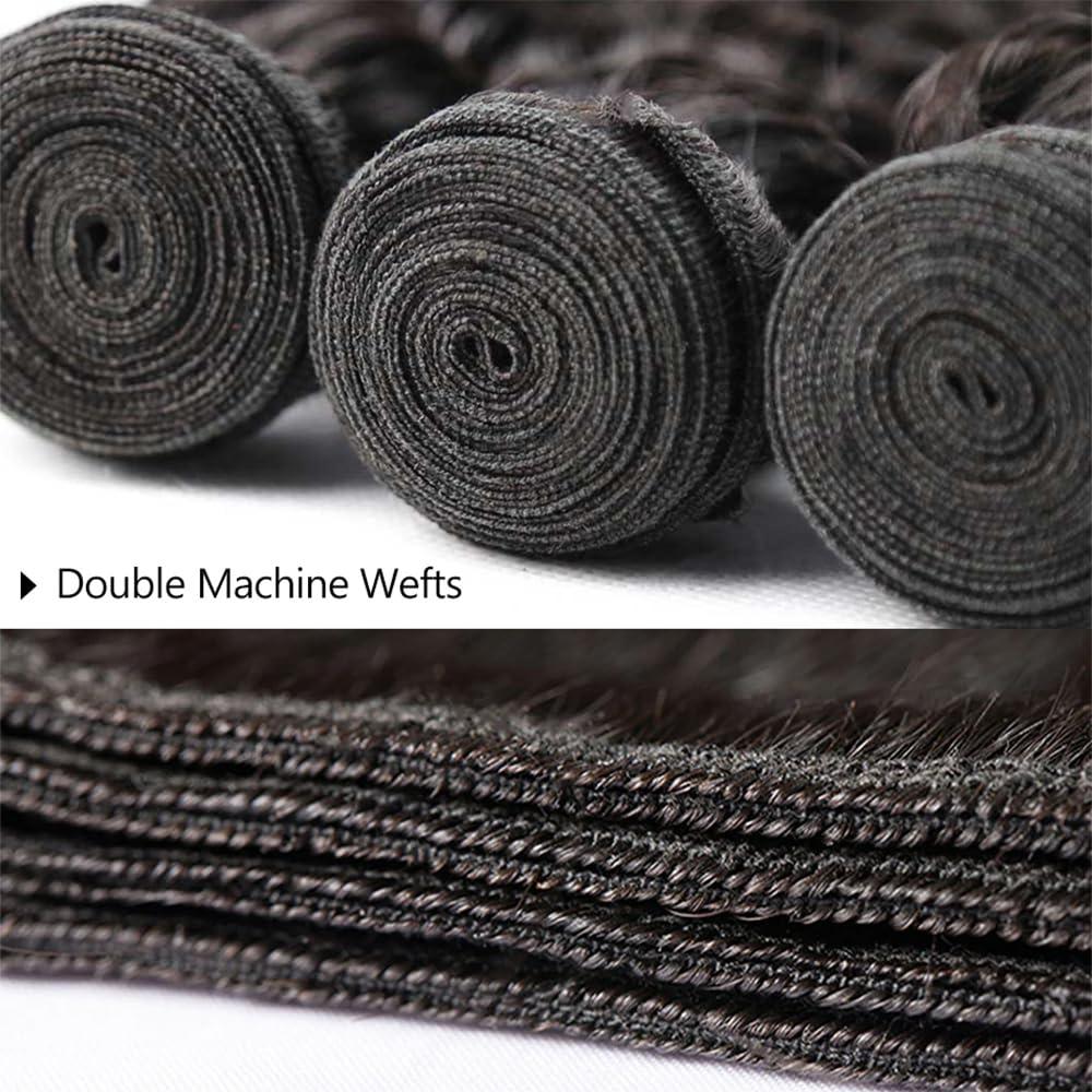 Mrladgo Deep Wave Bundles Human Hair 1 Bundle 14 Inch Brazilian Deep Curly Bundles 100% Unprocessed Virgin Human Hair Bundles Curly Deep Wave Bundles 100G Natural Black Color