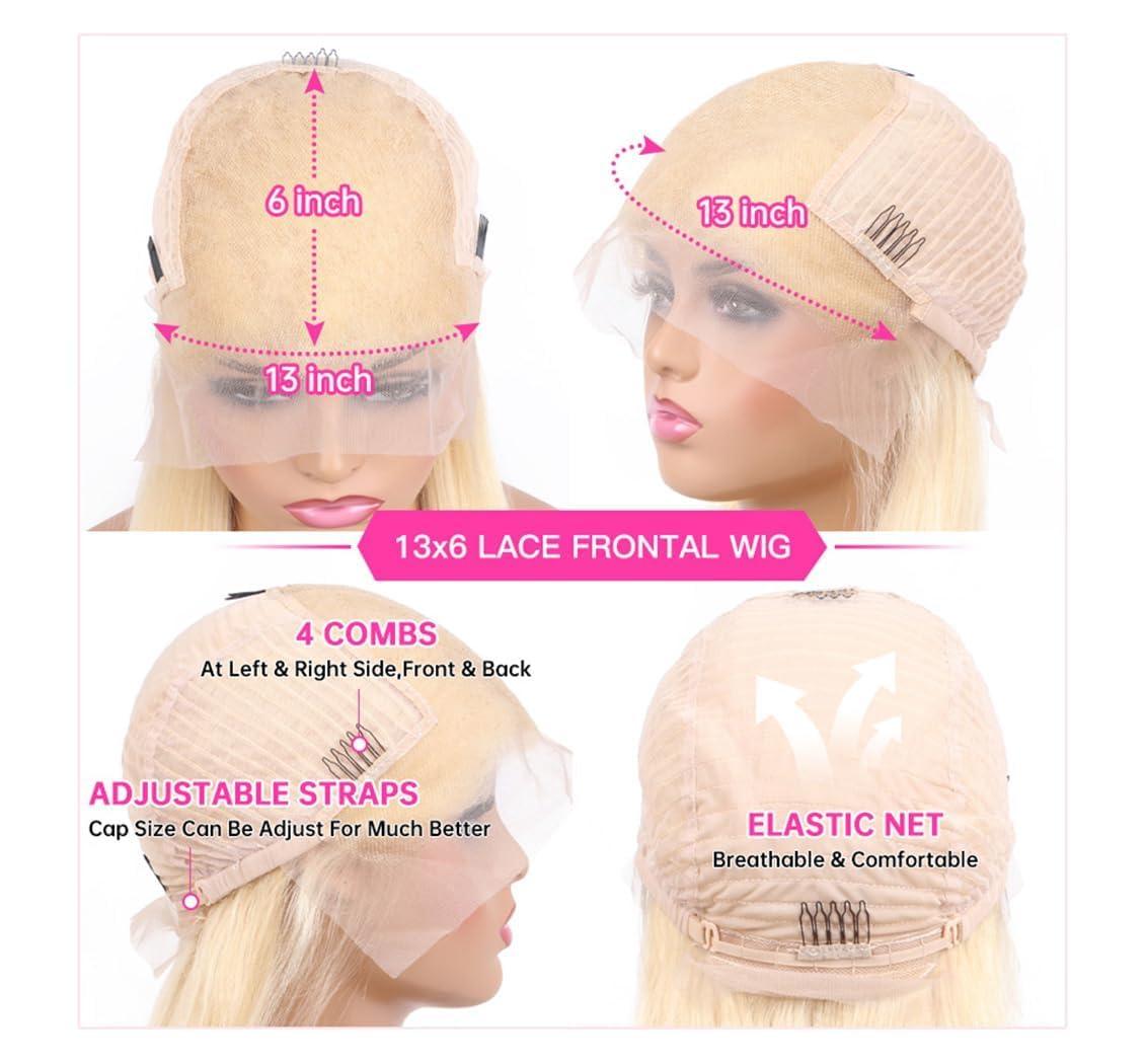 SIYUSI SIYUSI Blonde Wig Human Hair Pre Plucked with Baby Hair 613 13x6 lace front wig human hair 28inch 180% Density Lace Frontal Wig Transparent Body Wave Lace Front Wig