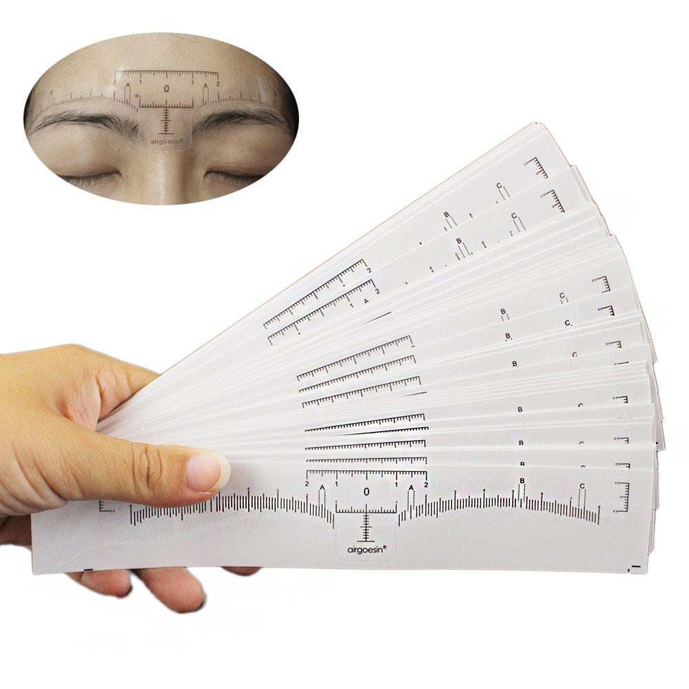 airgoesin Airgoesin 50pcs Disposable Adhesive Eyebrow Microblading Ruler Guide Sticker Tape Tattoo Template Beauty Tool