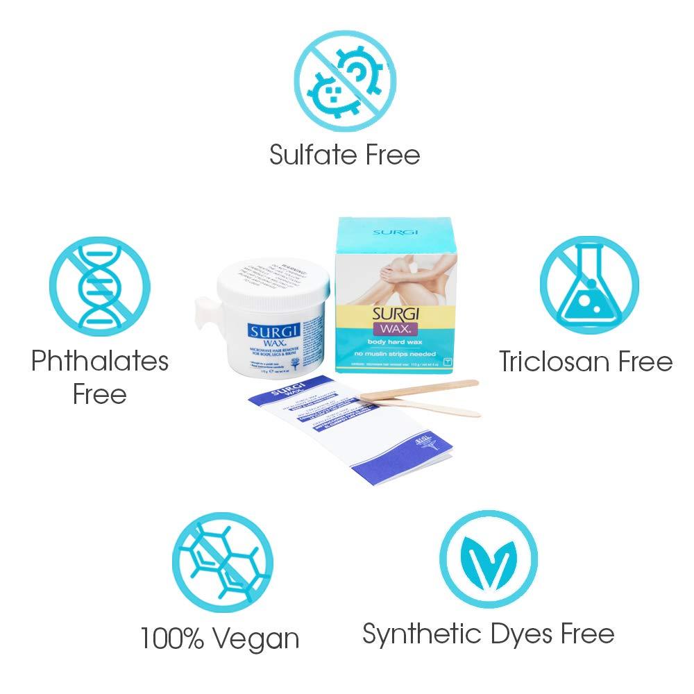 SURGI WAX Surgi-wax Microwave Hair Removal Hard Wax for Body, 4-Ounce Boxes (Pack of 2)