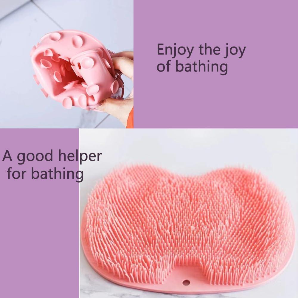 VIUXL Shower Foot & Back Scrubber, Massage Pad, Silicone Hands Free Back Scrubber for Shower, Wall-Mounted Back Scrubber, Foot Scrubber for Shower Floor, Cushion Brush with Suction Cups (Gray)