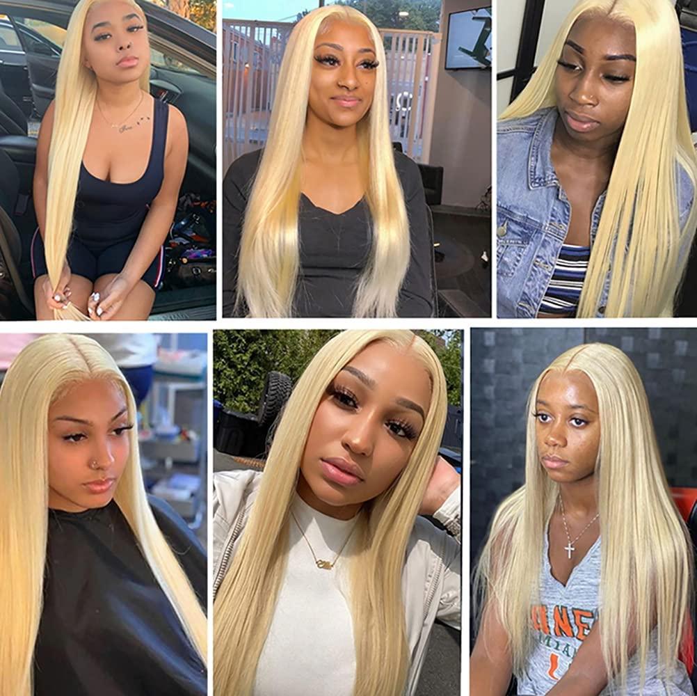Rostationa 613 Blonde Bundles Human Hair Straight 16 18 20Inch 613 Human Hair Bundles Brazilian Virgin Human Straight Hair 3 Bundles Human Hair Blonde Straight Hair Extensions(613-ST-16 18 20)