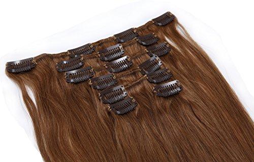 simpleyourstyle Simpleyourstyle 20inch 70g Clip in Straight Remy 100% Human Hair Extensions Clip in Red Brown #8