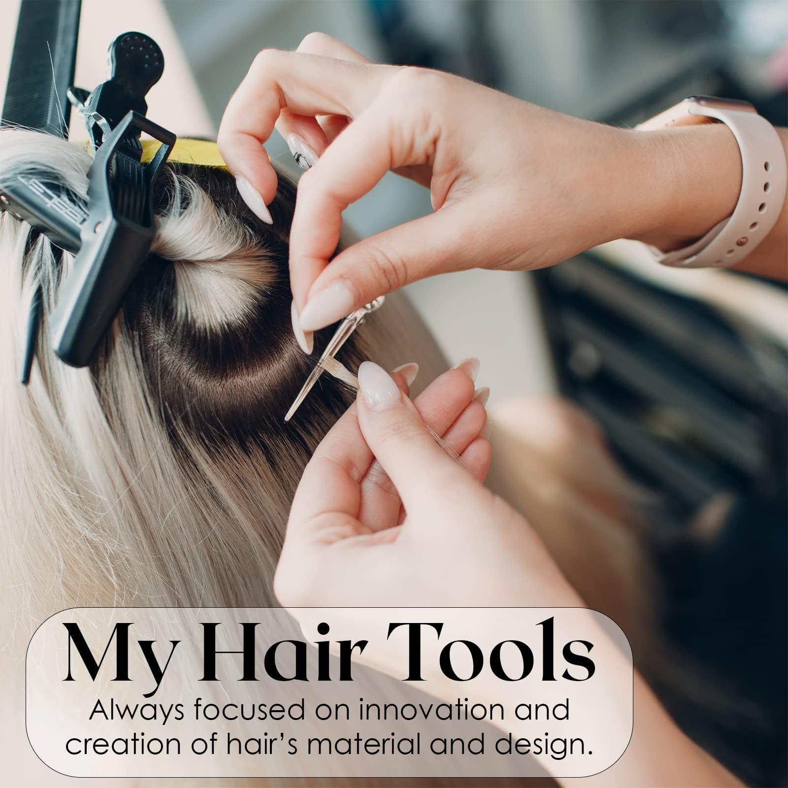 My Hair Tools My Hair Tools Hair Extension Nano Rings Threader Loop Hook Pulling Needle Tool 3pcs Micro Beads Links Feather Hair Extensions Threading Tool (3Pcs Threading Tool), Silver, 24cm