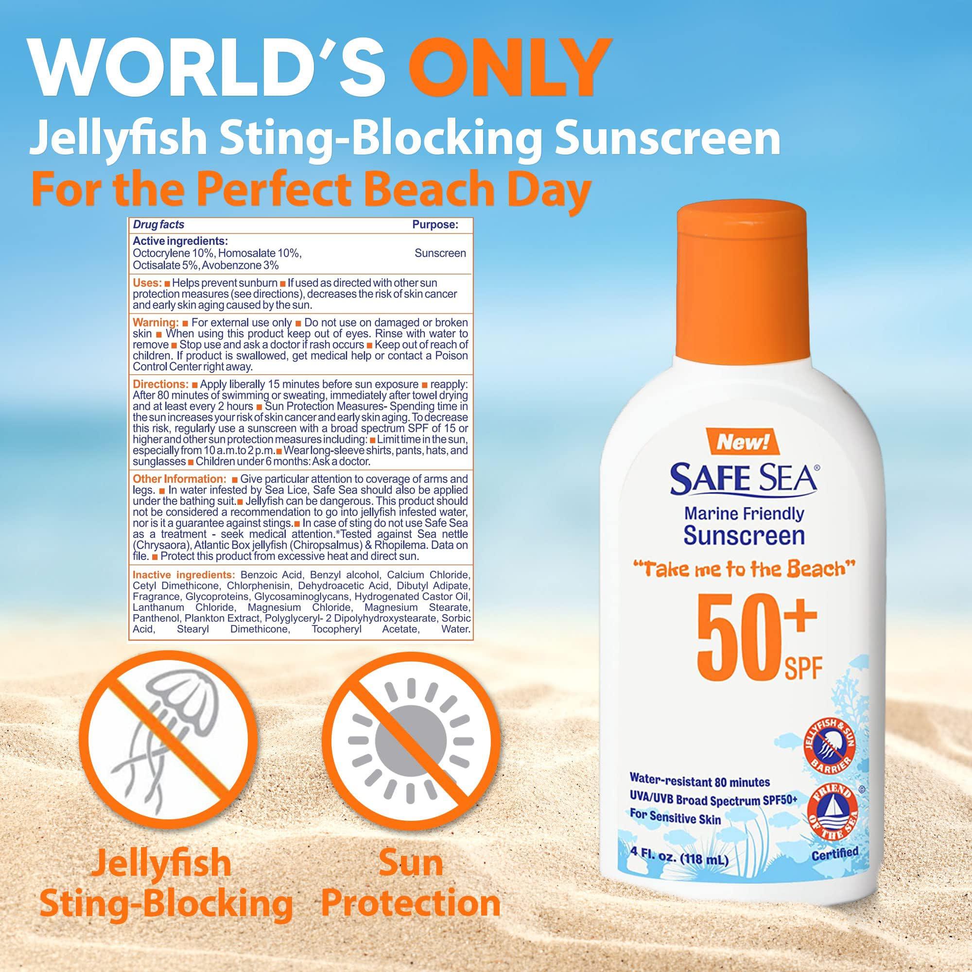 SAFE SEA Safe Sea Anti-Jellyfish Sting Protective Lotion - Sunscreen - Sunblock - Sea Lice - Jelly Fish - 50SPF Adults (SPF50 + SPF40)
