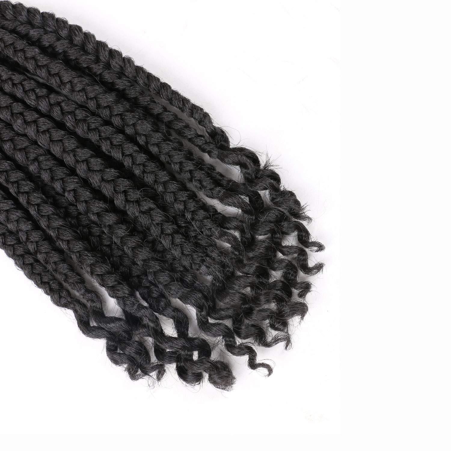 Layashow 10 Inch Bob Box Braid Crochet Hair with Curly Ends 6 Packs Synthetic Hair Crochet Braid Hair for Black Women (2#, 10 Inch)