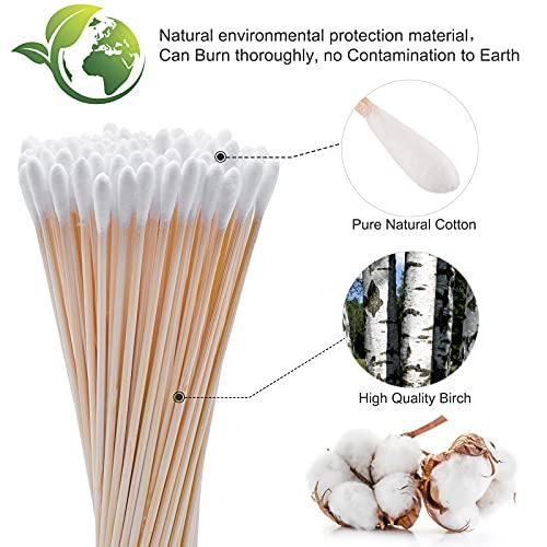 kangbaobei 200PCS Cotten Swab Applicators, 6 Inch Long Wooden Cotton Swabs - Cleaning Gun Sterile Medical Q Sticks Tips Applicator With Wood Handle - Makeup & Ear Cleaner Remover Tools - For Ceramics, Jewelry