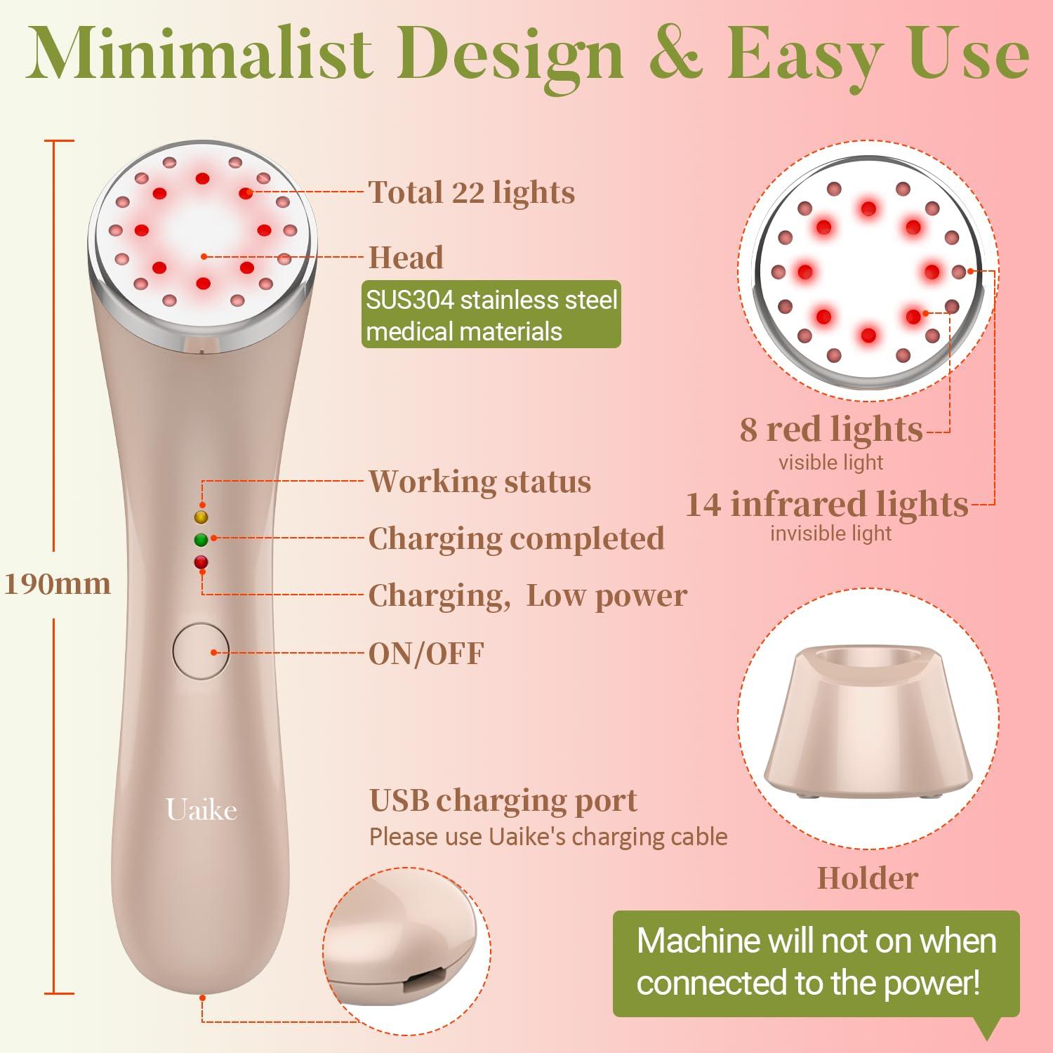 Uaike Red Light Therapy for Face - Uaike LED Red Light Therapy Device for Face - Skin Tightening Machine for Anti Aging,Wrinkle Removal,Face Lift,Skin Rejuvenation - Face Massager for Face