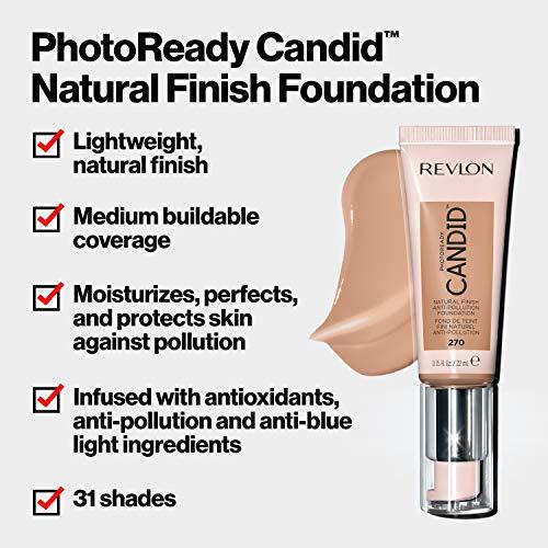 REVLON Revlon PhotoReady Candid Natural Finish Foundation, with Anti-Pollution, Antioxidant, Anti-Blue Light Ingredients, 540 Walnut, 0.75 fl. oz.