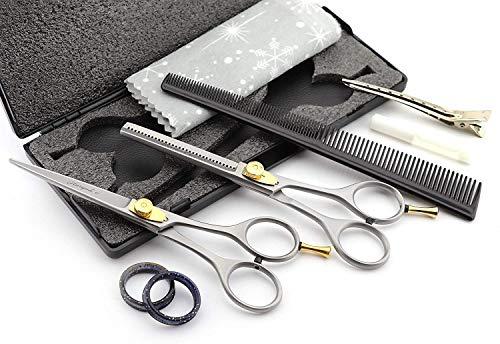 Haryali London Right Handed 6.0 Inch Hairdressing Barber Scissors Set Hair Cutting Thinning Shears for Men and Women with Comb, Oil Bottle, Cloth and Hair Clipper Comes in Black Box