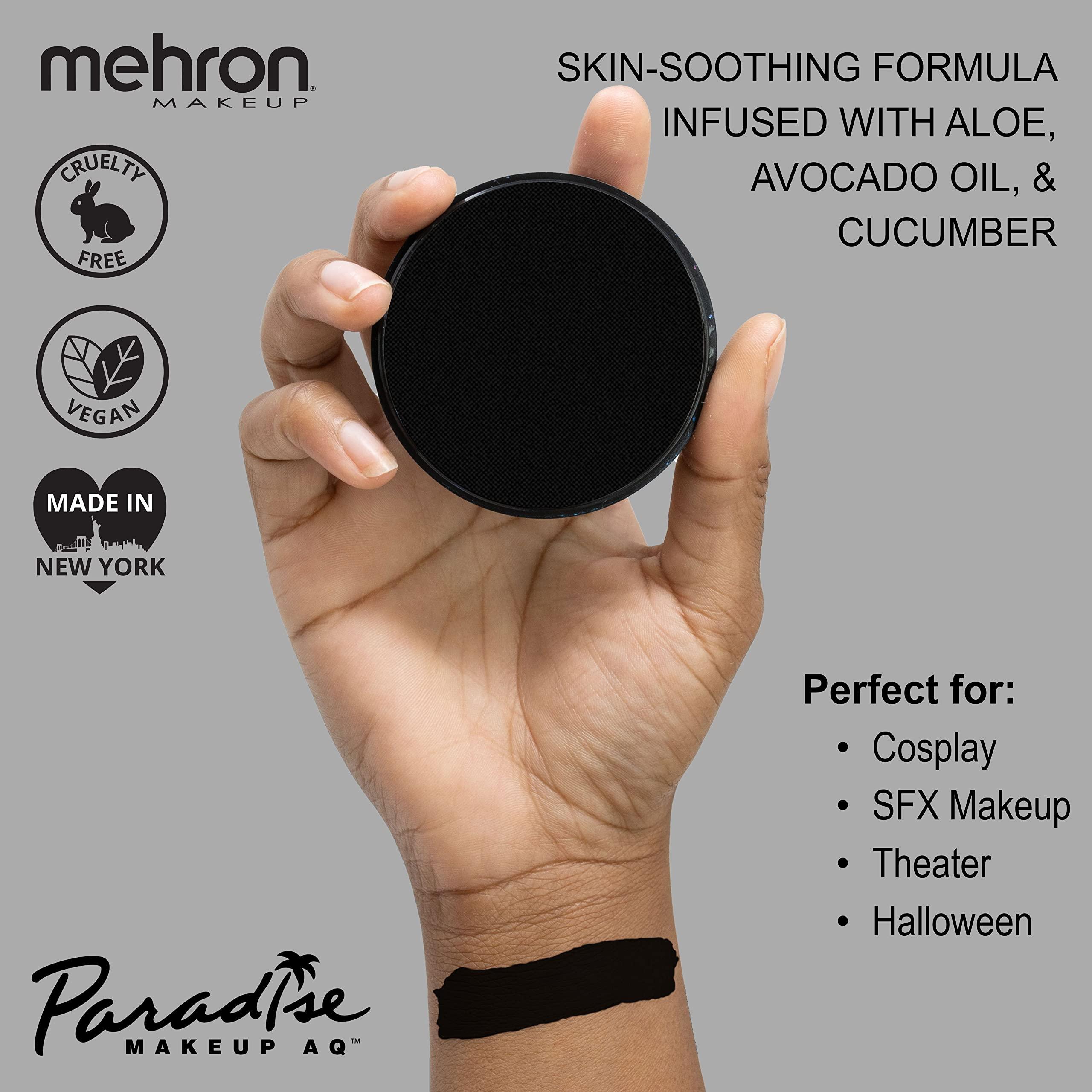 Mehron Mehron Makeup Paradise AQ & Barrier Spray Combo Pack | Before & After Setting Spray for Makeup 2 fl oz (60 ml) Plus Pro Size Water Activated Face & Body Paint 1.4 oz (40 g) (Black)
