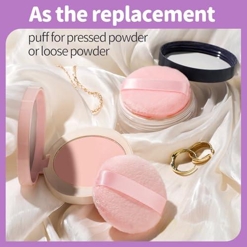 Teenitor Teenitor 3Pcs Pink Powder Puff, Powder Puffs, 2.36 Inch Setting Powder Puff,Powder Puffs for Face Powder Soft Powder Applicator for Loose Pressed Powder, Face Puff Makeup Puff Small with 3 Cases