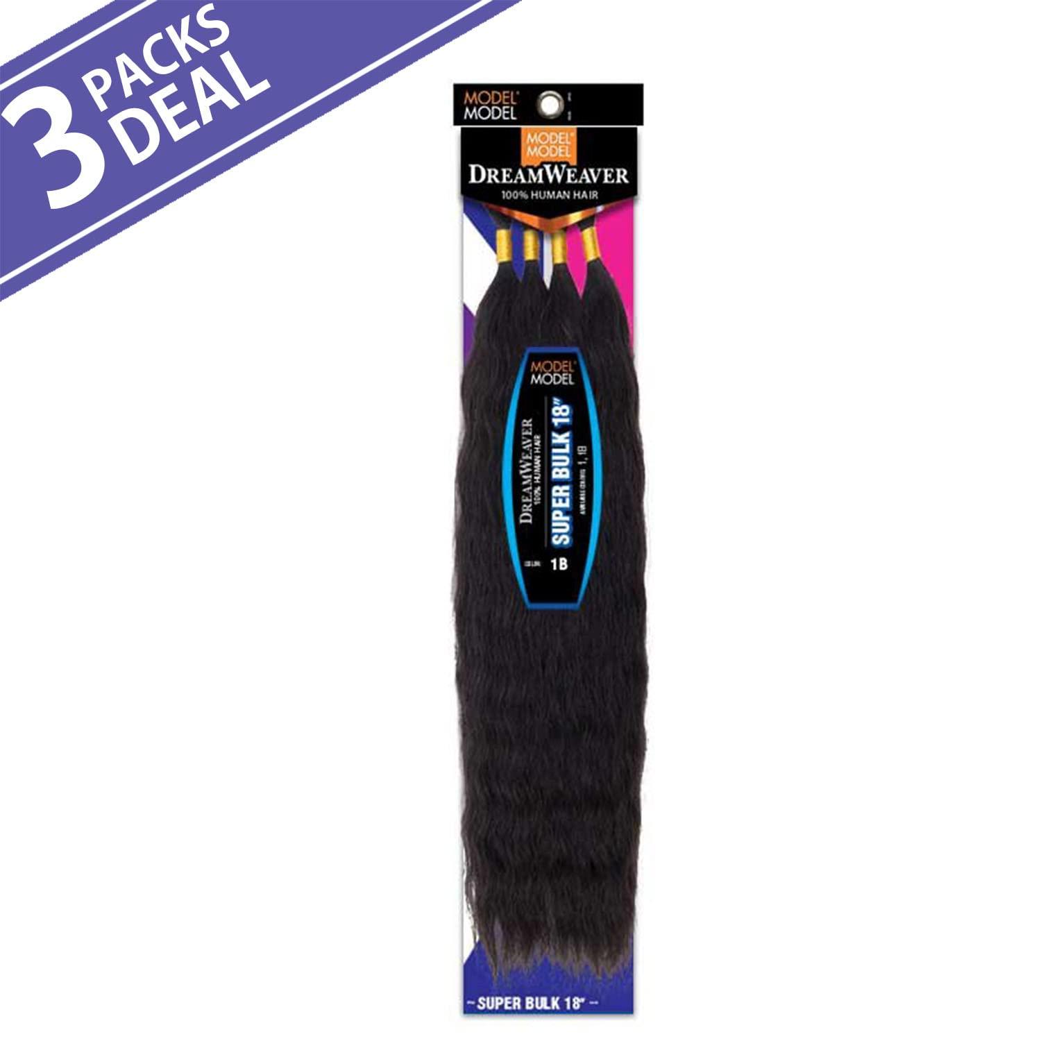 MODELMODEL ModelModel Human Hair Braids Dream Weaver Super Bulk 18" (pack of 3, 1B)