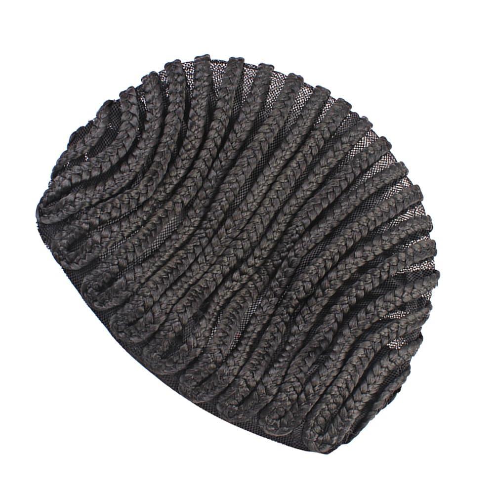 Ipetboom Ipetboom 2pcs Black Braided Wig Cap For Crochet Breathable Cornrow Wig Making Caps Cornrow Wig Cap Braid Headgear for Easier Sew