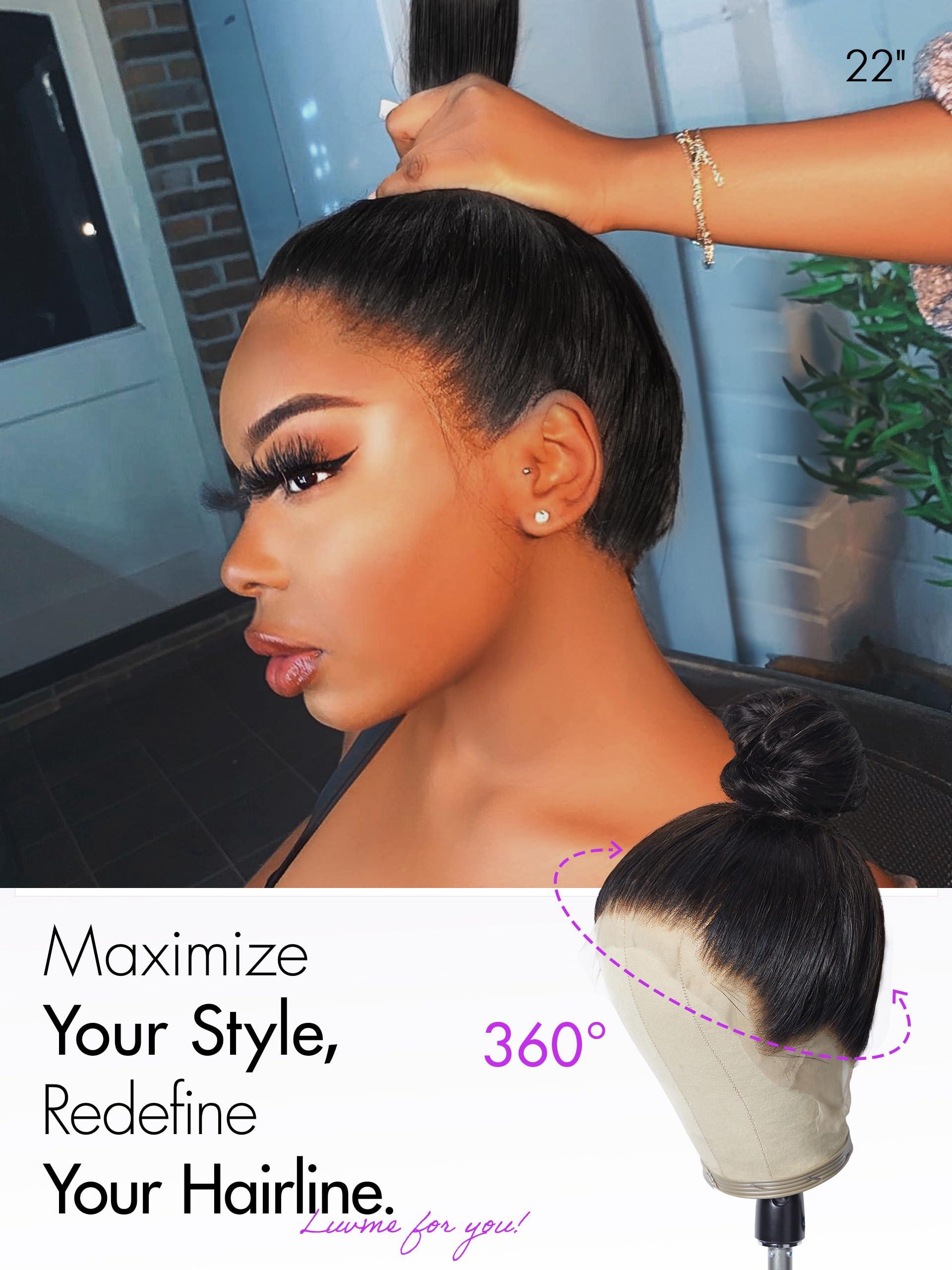 LUVME HAIR LUVME HAIR 22\'\' Straight 360 Full Lace Wig Lace Front Wigs Human Hair 360 Lace Frontal Glueless Human Hair Wig Pre Plucked Long Straight Black Wig For Women