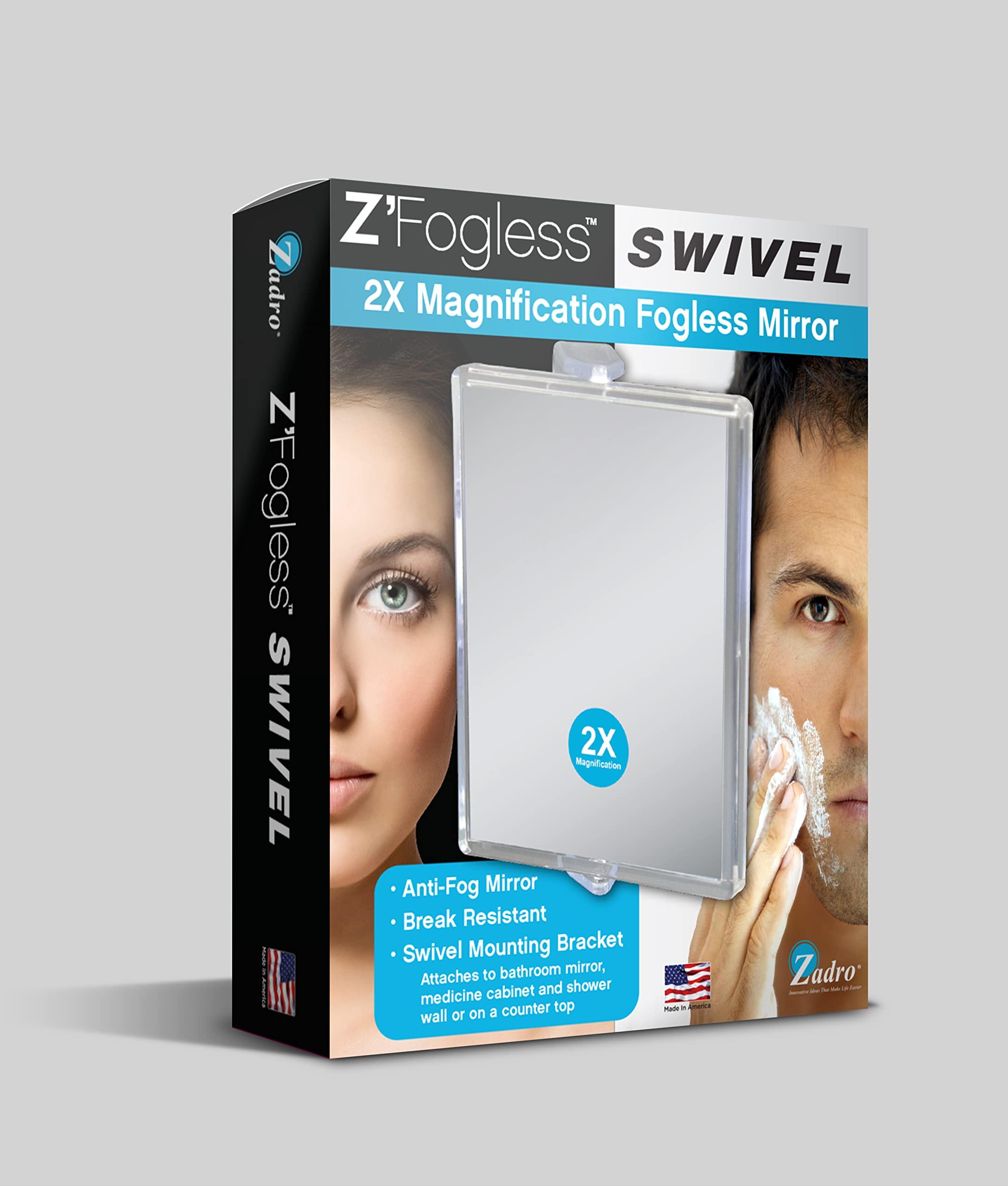 Zadro Zadro 2X Mag Z Fogless Swivel Shower Mirror with Dual Suction Cup, 6-Inch,Clear Acrylic,7" x 5.75" / 2X,ZM05