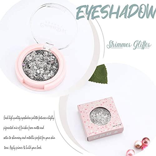 Edanta Edanta Glitter Eye shadow Shimmer Eyeshadow High Pigment Eyeshadows Waterproof Long lasting Eyes Makeup Colorful Party Cosmetics Halloween Eyeshadows for Women and Girls Pack of 1 (Silver 14)
