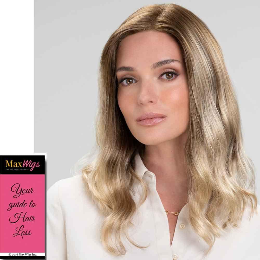 Jon Renau Maxwigs Rachel Lite Wig Color FS27 Strawberry Syrup - Jon Renau Wigs 15\" Long Wavy Layers Hand-Tied SmartLace Front Monofilament Top Synthetic Women\'s Light Density Bundle MaxWigs Booklet, Comb