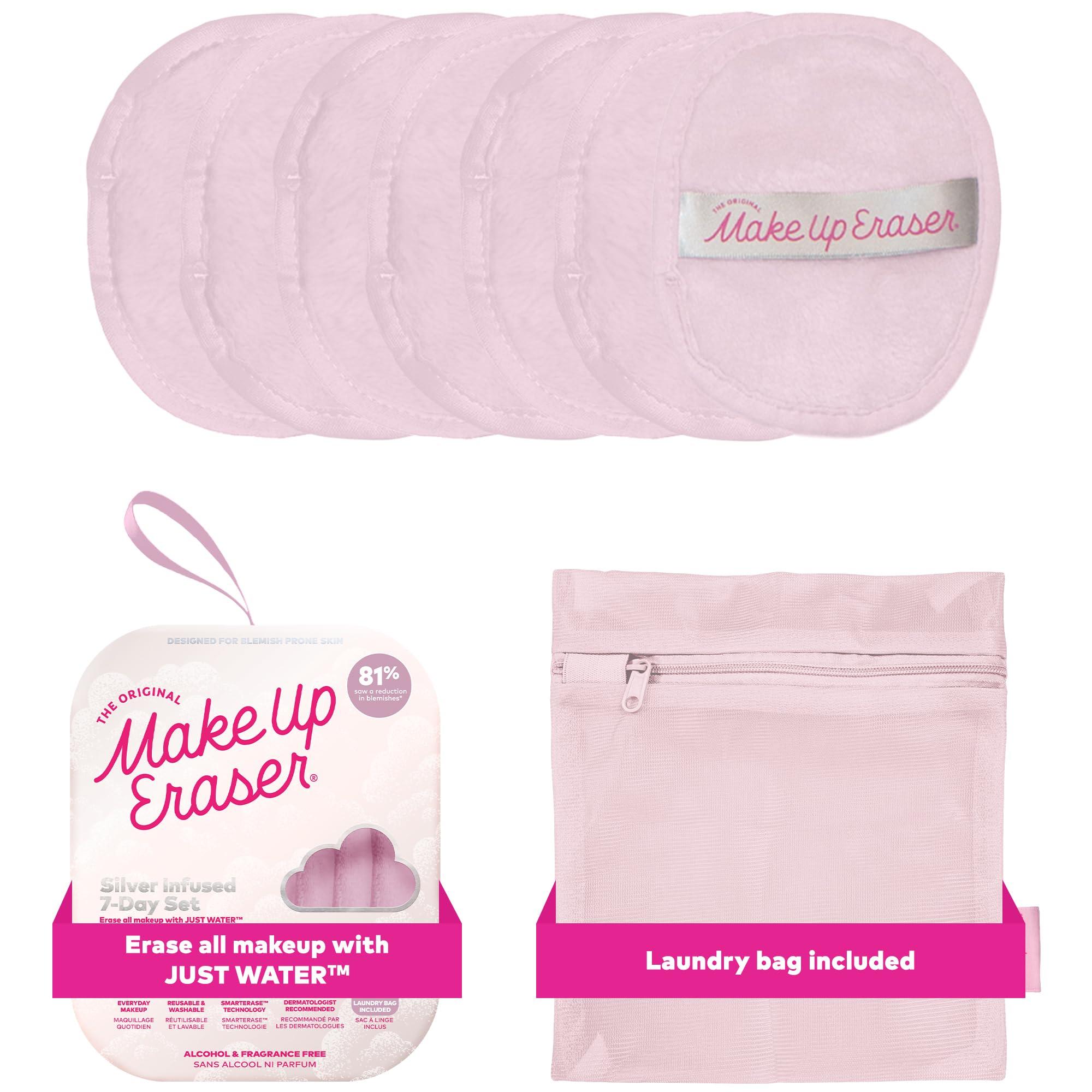 MakeUp Eraser The Original MakeUp Eraser, 7-Day Set, Erase All Makeup With Just Water, Including Waterproof Mascara, Eyeliner, Foundation, Lipstick, Sunscreen, and More! (Silver Infused), 7ct.