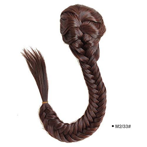 jeedou 20inch Long Synthetic Fishtail Braids Drawstring Rope with Claw Clip Ponytail Extension (M2/33)