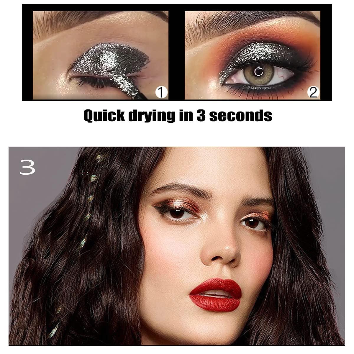 VERONNI VERONNI Liquid Glitter Eyeshadow Set,10 pcs Glitter Eyeshadow Makeup Kit, Metallic Shimmer Liquid Eye Shadow, Long Lasting Waterproof Quick-Drying Colorful Glitter Eye Shadow for Women Girls