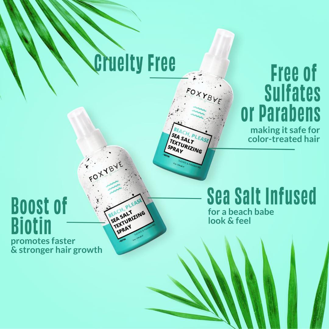 FoxyBae FoxyBae Premium Texture & Styling Duo - Super Styler Pro 5-in-1 Hair Wand Set Black Rose-Gold & Biotin Sea Salt Spray