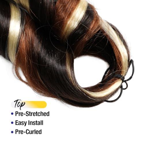 AU-THEN-TIC AU-THEN-TIC French Curly Braiding Hair 22 Inch French Curl Wavy Braids Spiral Curl Bouncy Braiding Hair for Goddess Box Braids Crochet Hair Extensions (9 Bundles (Pack of 3), P4/30/613)