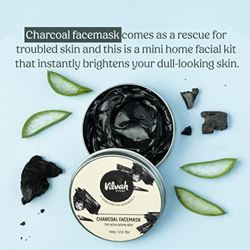 vilvah STORE vilvah STORE Charcoal Facial Masks Facemask for Men & Women | Removes Blackheads and Whiteheads | Active Cooling Effect | Deep Skin Purifying Cleansing, 100g