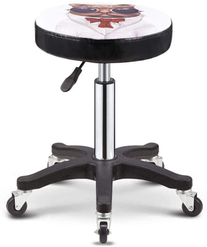 NEVRAH Swivel Bar Stool Hairdressers Cutting Stool with WheelsStool Backrest with Orange Synthetic Leather SeatAdjustable Height 43-53 cmSupported weight 160 KgAdjustable Salon Stool with Backrest for Pa