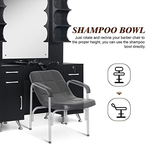 BarberPub BarberPub Backwash Shampoo Bowl Cabinet, Wall Mount Station with Mirror, Storage Cabinet with Drawers & Shelf Salon Equipment 3141 (Black)