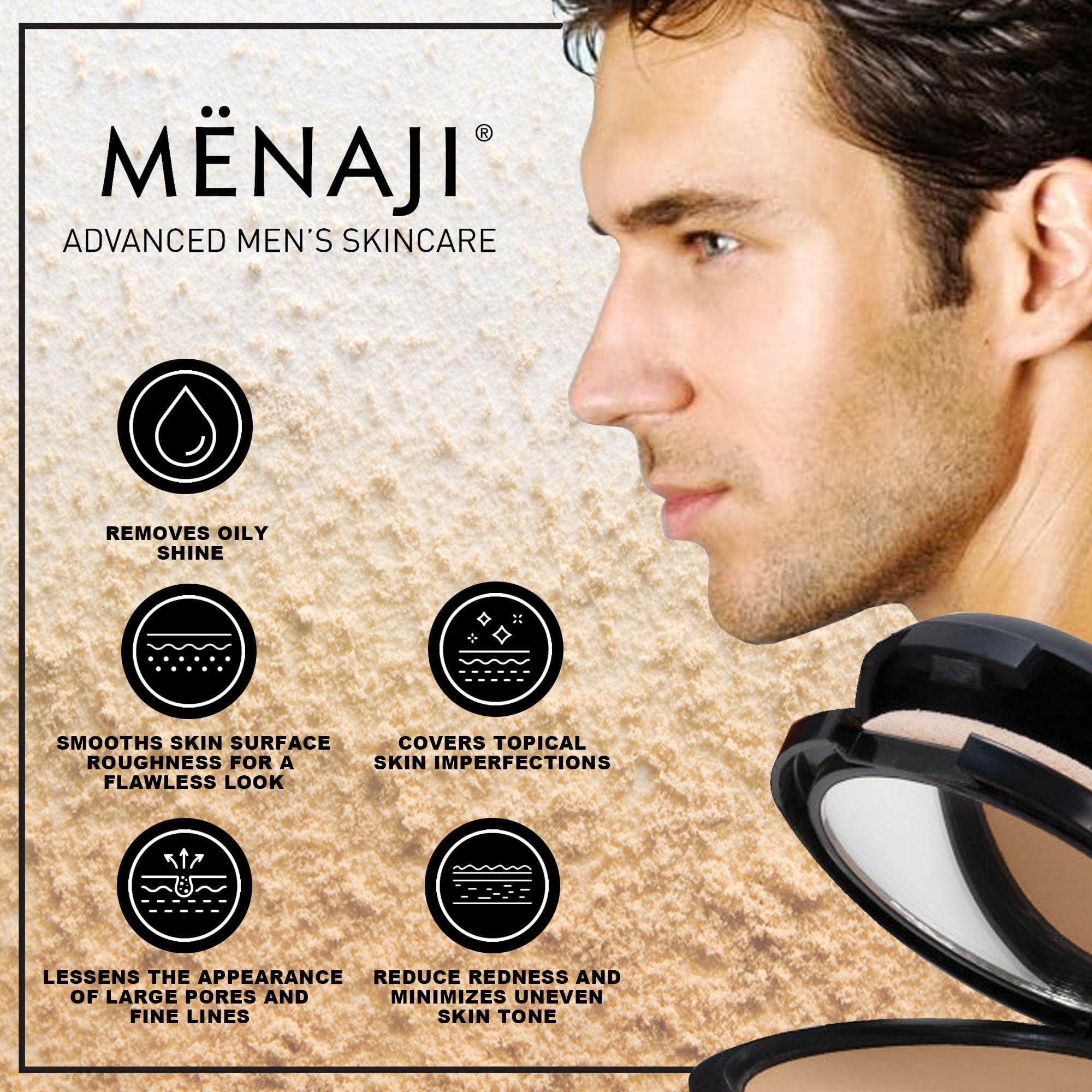 Menaji MNAJI Anti-Shine Powder (HDPV) - Anti-Shine Face Make-Up for Men - Natural Looking Makeup - Mens Cosmetics - Light