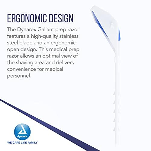 Dynarex Dynarex Gallant Disposable Prep Razors, Used before ECG and other Procedures, Disposable Razors with Open Design, Ergonomic Surgical Prep Razors, 1 Box of 50 Razors