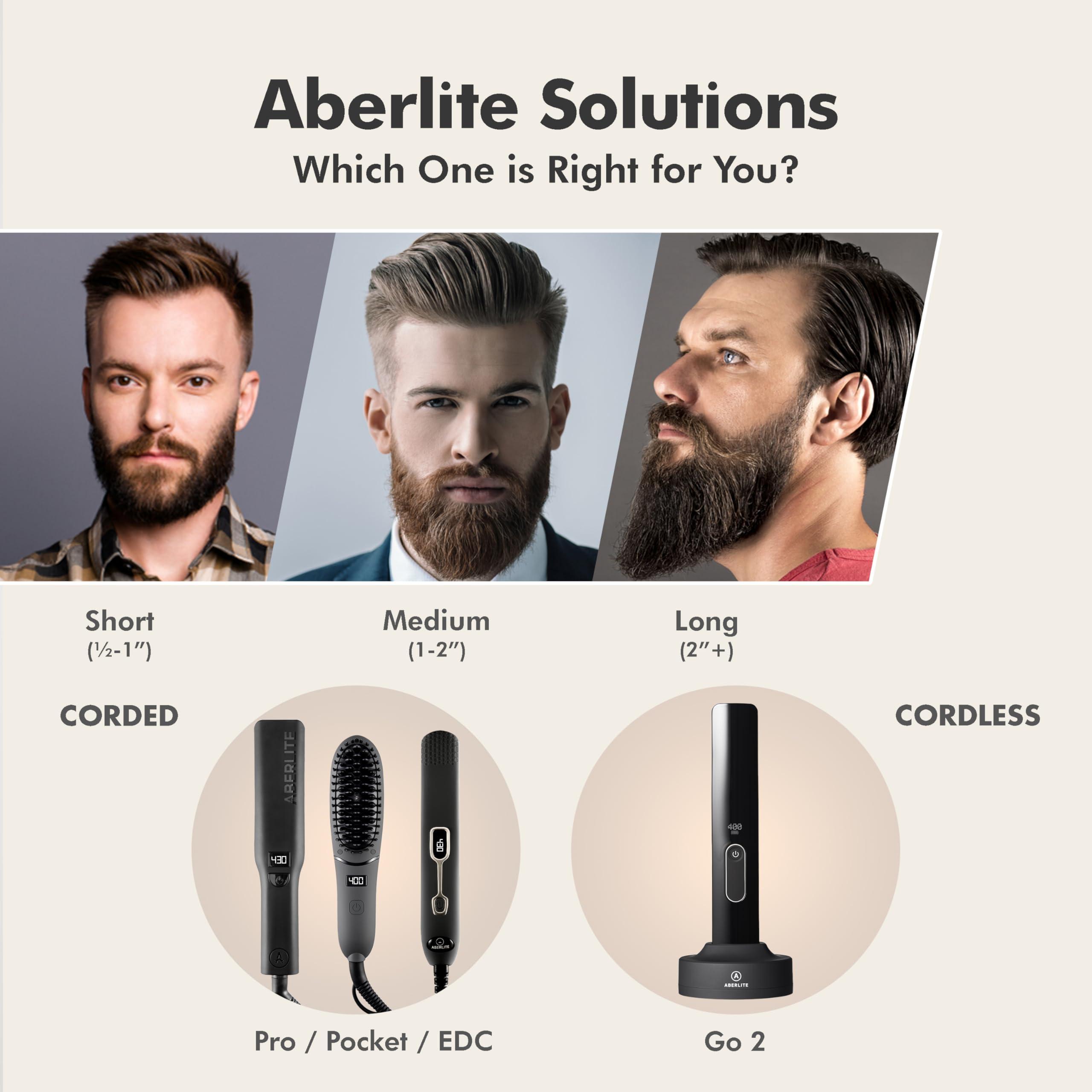 Aberlite Aberlite EDC - Premium Beard Straightener Brush - Professional Heated Straightening Comb and Grooming Kit for Men (Gray)