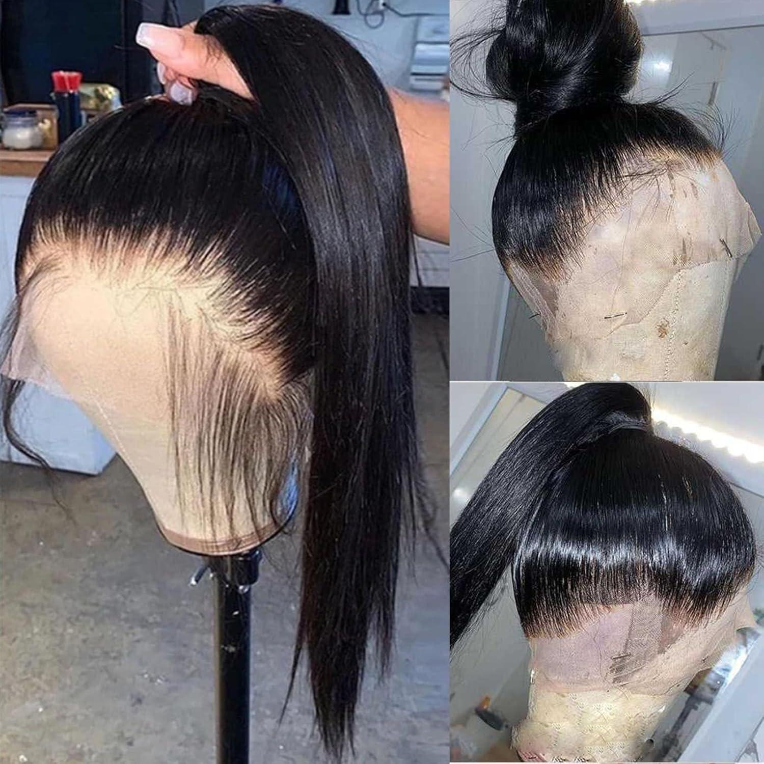 Modernfairy Hair 360 SKINLKE Real HD Lace Frontal Closure Only,Pre-Plucked Single Knots Natural Hairline Bleached Knots Straight Virgin Human Hair Invisible Lace Closure 18 Inch