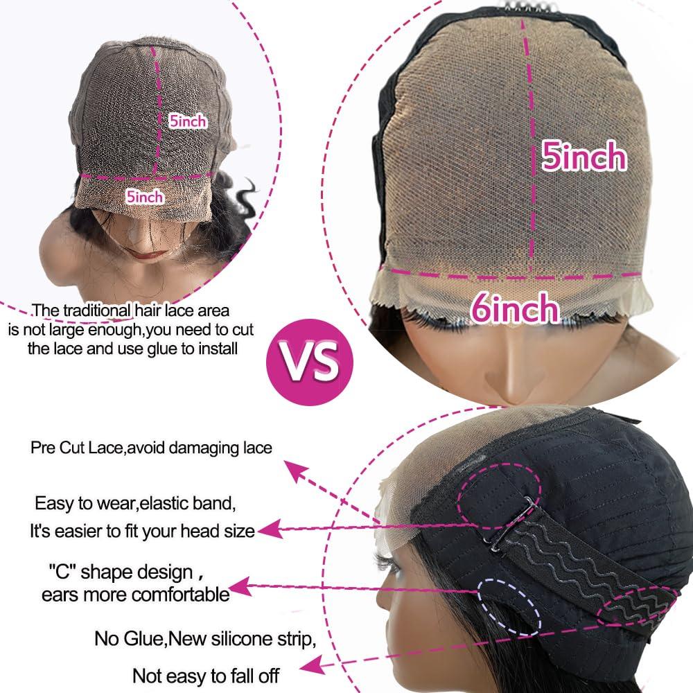 lvmazon 32 Inch Wear and Go Glueless Wigs Human Hair Pre Cut Easy Install for Beginners 200% Density Long Body Wave Wig 6x5 HD Lace Closure Human Hair Wigs for Black Women Pre Plucked Ready to Wear Wig