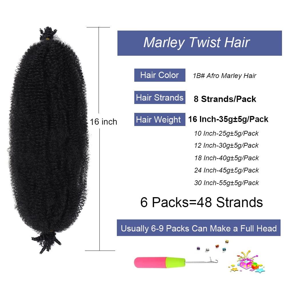 BAOTA BAOTA Marley Twist Braiding Hair 16 Inch Cuban Twist Hair Afro Twist Marley Hair Pre-Separated Braiding Hair Pre Fluffed Kinky Twist Wrapping Hair Extensions