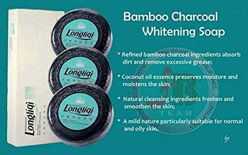 Longrich Longrich Bamboo Charcoal Soap, Black Soap,Brightening Soap for Fighting Pimples, Acne, 3 Bars