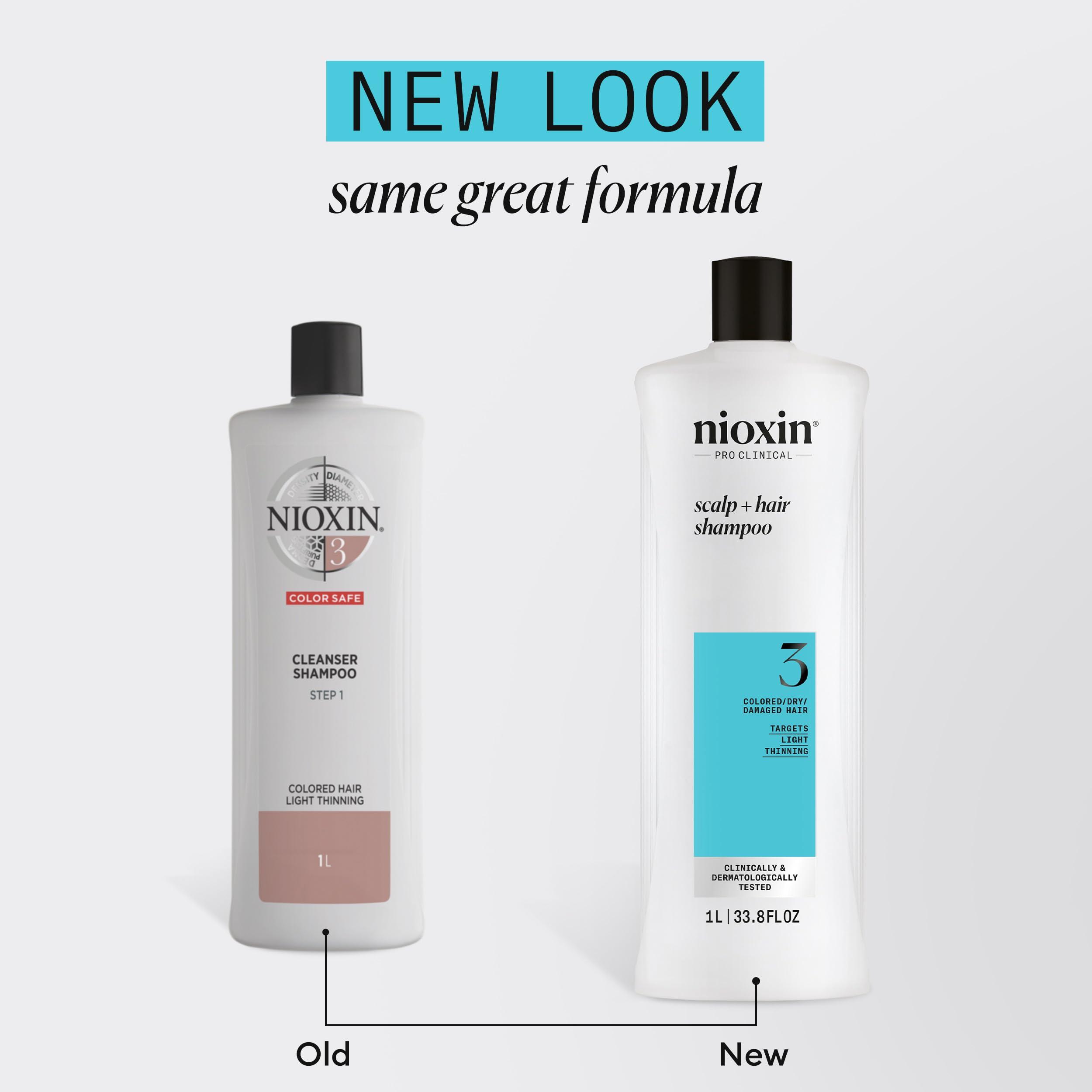 Nioxin Nioxin System 3 Scalp + Hair Shampoo - Hair Thickening Shampoo For Damaged Hair with Light Thinning, 33.8 fl loz (Packaging May Vary)