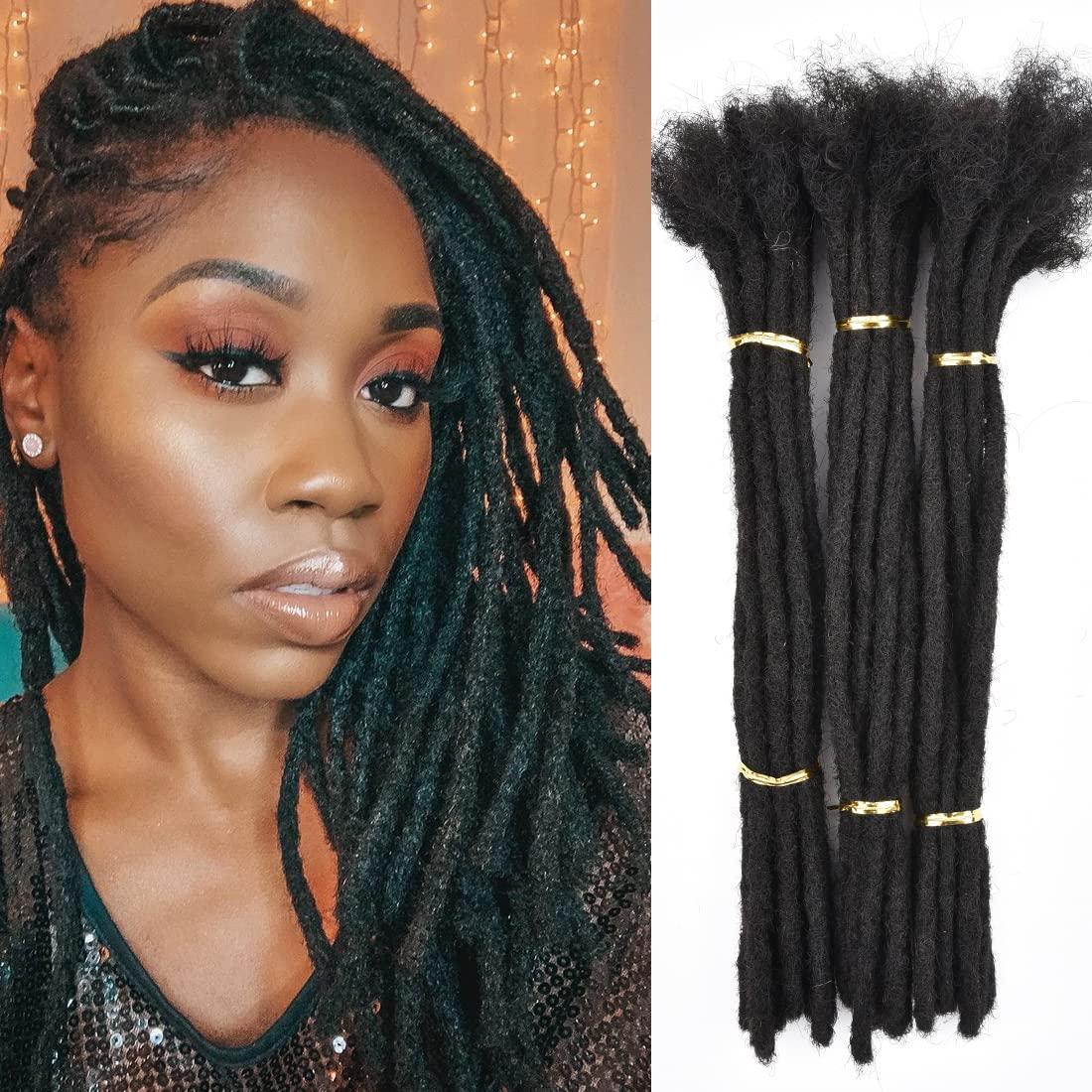 Dula A Loc Extensions Human Hair Dreadlock Extensions for Men/Women 100% Real Human Hair Permanent Dreadlock Extensions Locs Extensions Human Hair Can Be Dyed (30 Locs-10 Inch, 0.2cm-1B Natural Black)