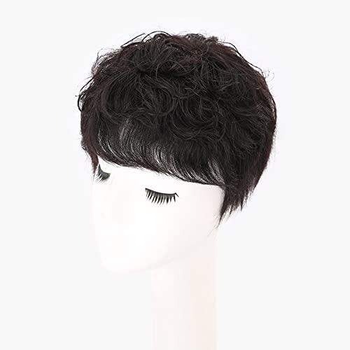 BESTOPPER BESTOPPER Curly Hair Topper 100% Real Human Hair Topper Clip In/On Hair Pieces For Women Thinning Hair And Hair Loss (Curly-Dark brown)