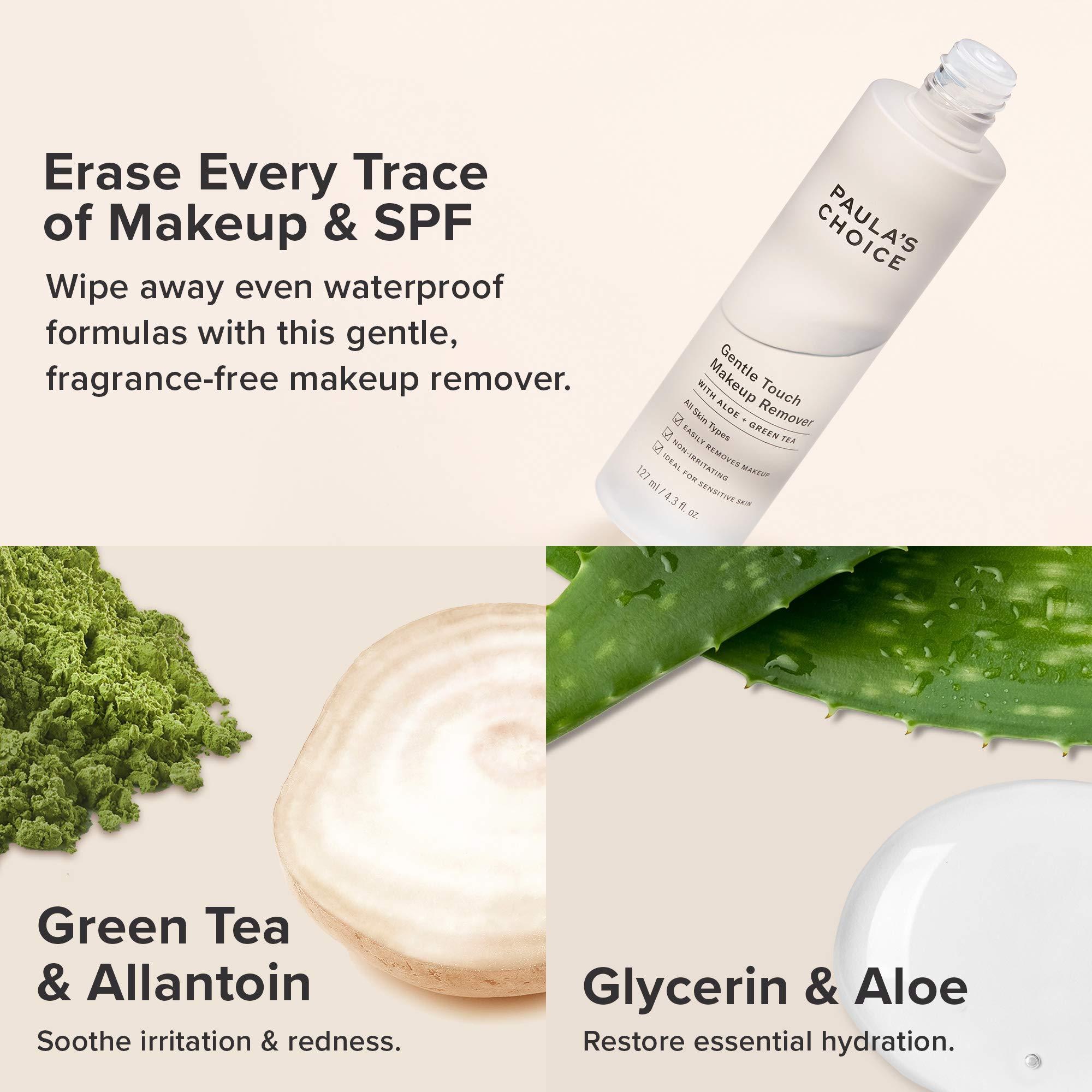 Paula's Choice Paula's Choice Gentle Touch Oil Free Waterproof Makeup Remover, Aloe & Green Tea, Non-Irritating, 4.3 Ounce