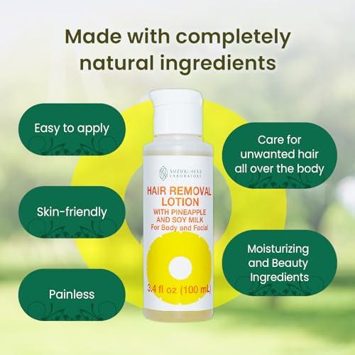 SUZUKI HERB LABORATORY SUZUKI HERB LABORATORY Hair Inhibitor Lotion for Full Body with Pineapple and Soymilk, Made in Japan, 3.52 FL. OZ