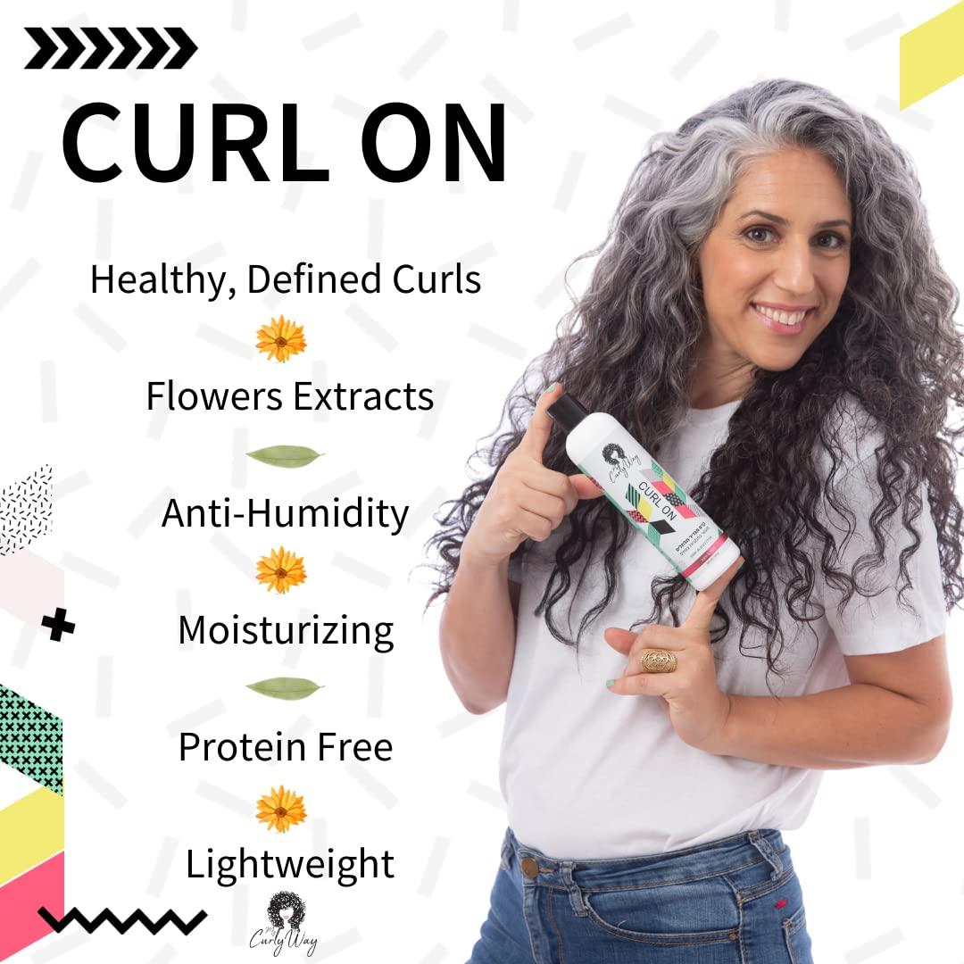 My Curly Way My Curly Way Leave In Conditioner for Curly Hair, Packed with Fruit and Flower Extracts - 10 Oz. Curl On Light Moisturizer Cream for Curls, Waves and Coils 100% Vegan!