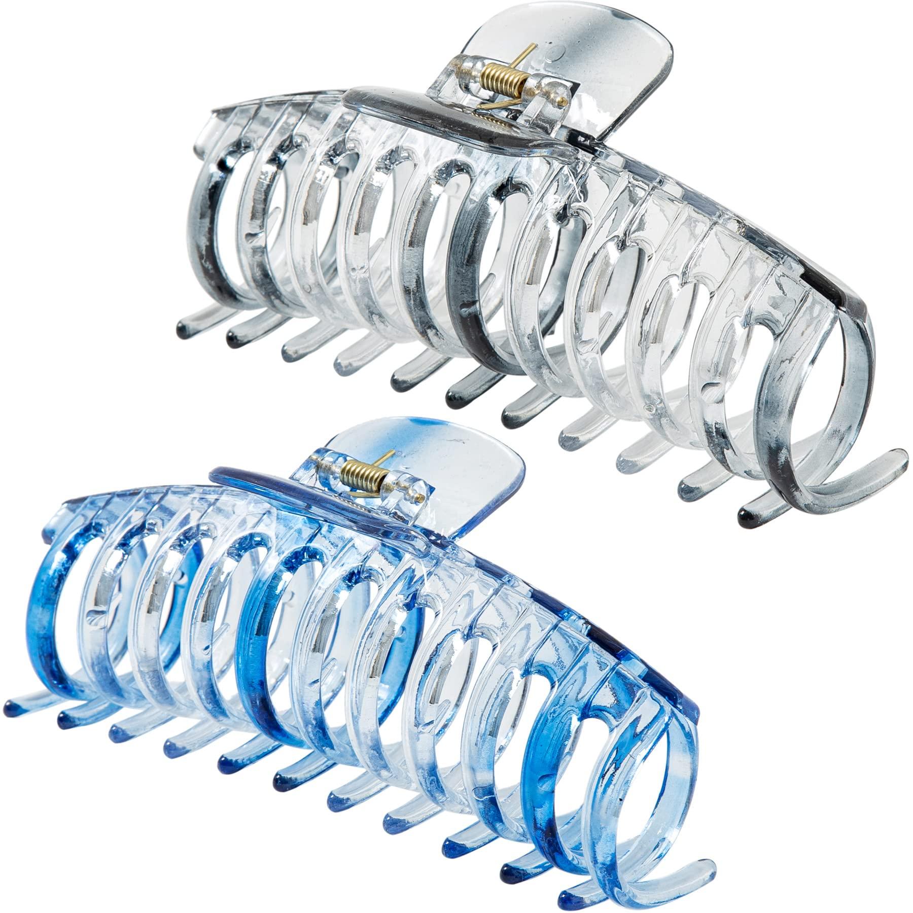 ACCGLORY Accglory 5.5 Inches Extra Large Hair Clips for Long Thick Hair Women’s Jumbo Hair Claw Clips 2 Counts in Set Hair Accessories (grey and marine blue)