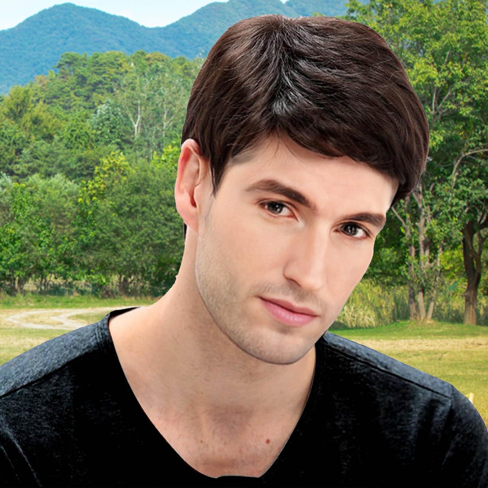 Generic Black Wig Short Hair Wigs with Bangs,Haircuts for Older Ladies Synthetic Hair Natural Wig