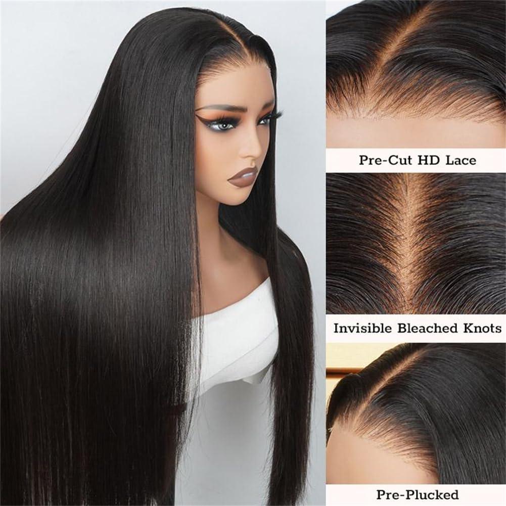 Wiggins Wiggins Hair Ready And Go Glueless Wig Pre Cut Straight 5x7 Lace Closure Wig Human Hair Pre Bleached Pre Plucked Human Hair Wig Beginner Friendly 14 Inch