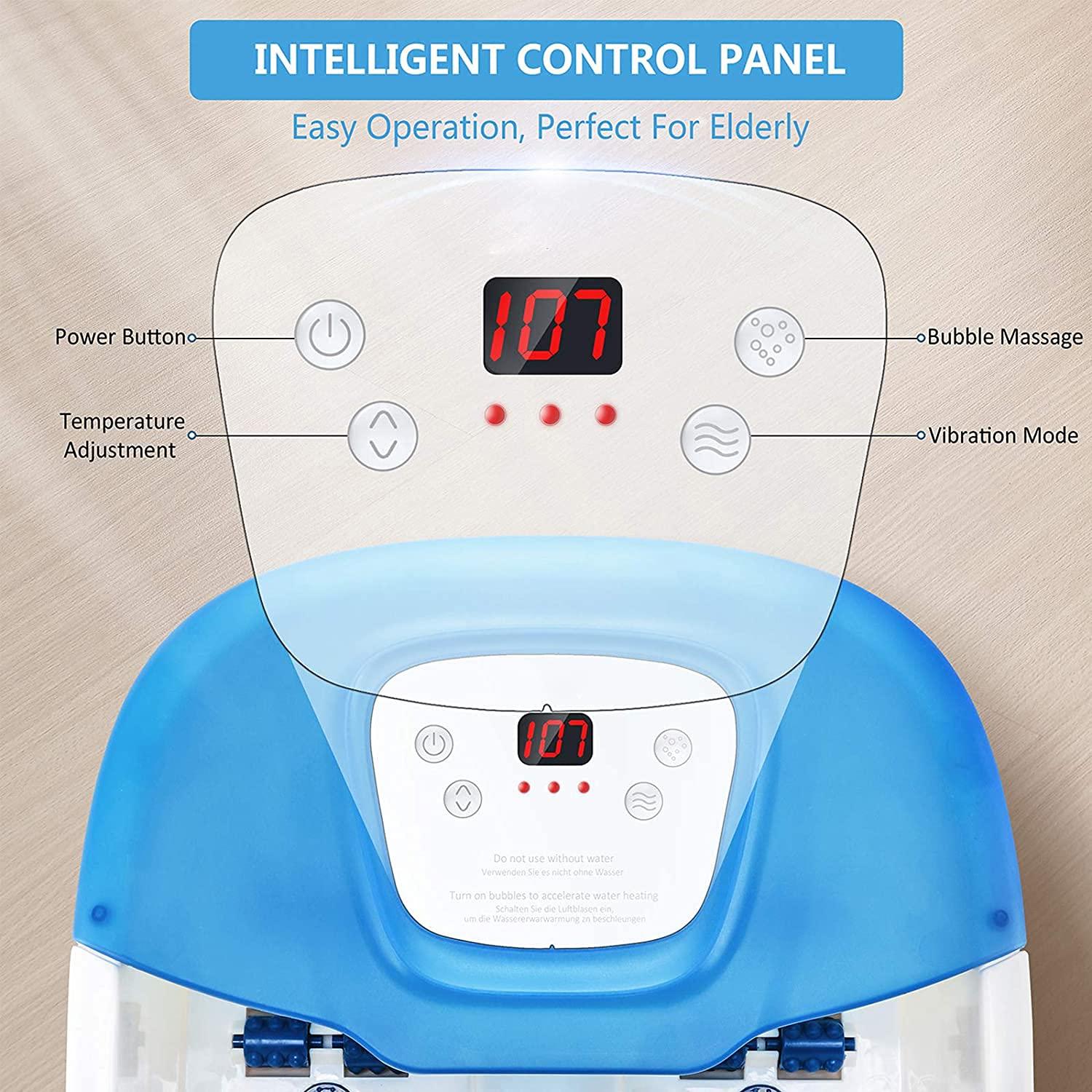 N \\ A Foot Spa Bath Massager with Heat Bubbles Vibration, Heated Foot Bath with Pedicure Grinding Stone, 16 Massage Rollers and Digital Temperature Control Home Use