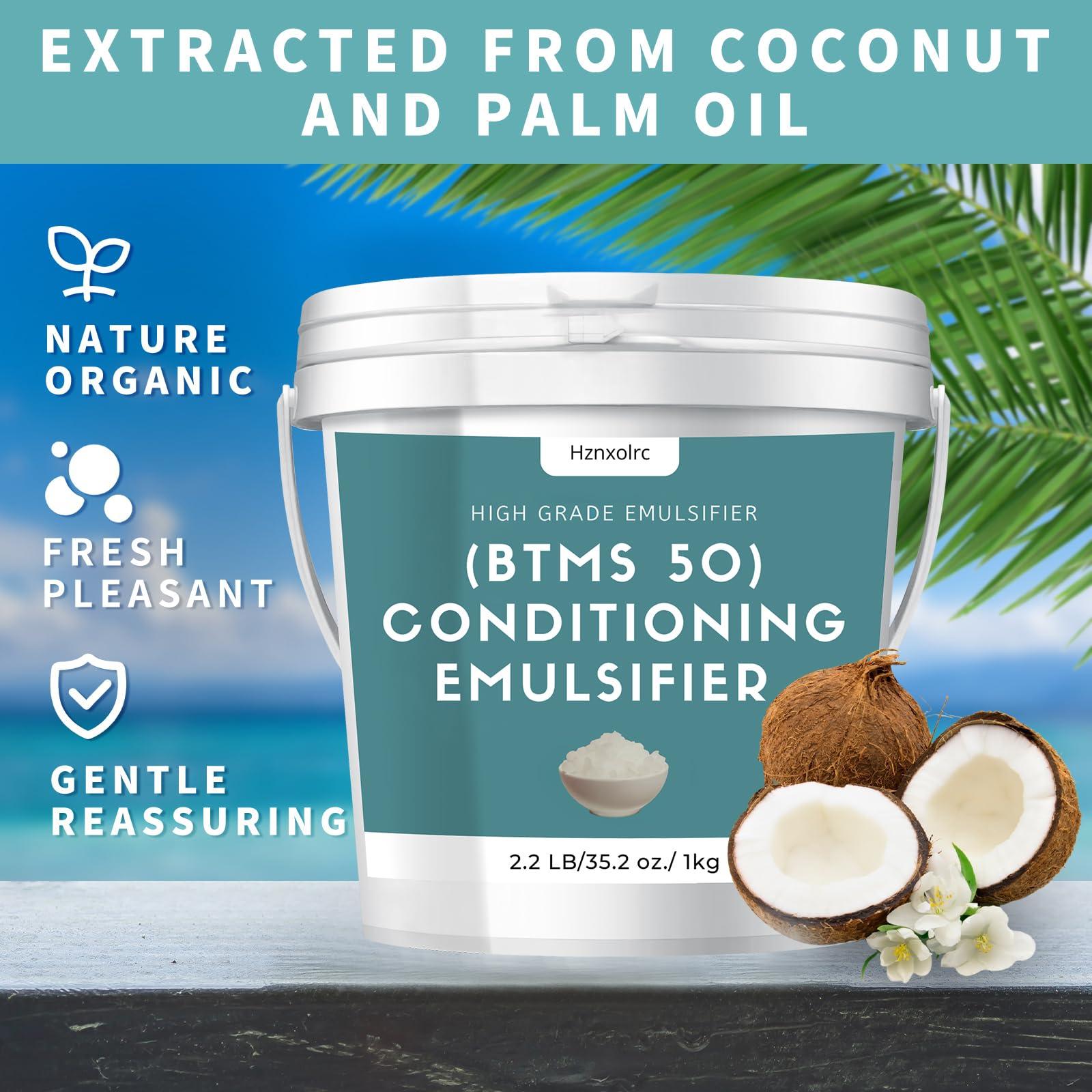 Hznxolrc 2.2lb BTMS 50 Conditioning Emulsifier for Making Leave-in Conditioner, Premium BTMS 50 Conditioning Emulsifier Granules, Higher Activity than BTMS 25, Suitable for Making Lotions, Shampoos and More